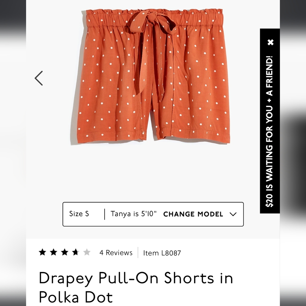Madewell drapery pull on shorts